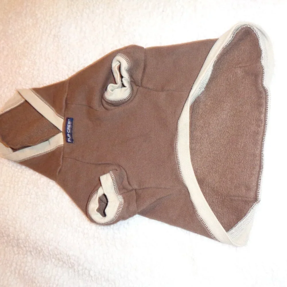 Pup Crew Dog or Cat Brown Hoodie with Bone Size Medium
